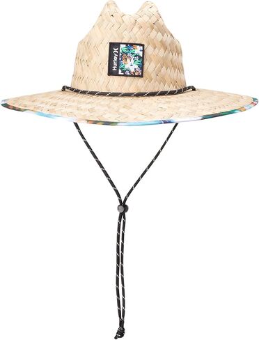 Hurley Men's Straw Hat - Wide Brim Channel Island Lifeguard Hat - Stylish Sun Hats for Men with Chin Strap in Saudi Arabia