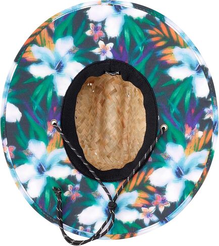 Hurley Men's Straw Hat - Wide Brim Channel Island Lifeguard Hat - Stylish Sun Hats for Men with Chin Strap in Saudi Arabia