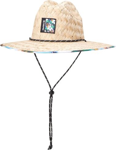 Hurley Men's Straw Hat - Wide Brim Channel Island Lifeguard Hat - Stylish Sun Hats for Men with Chin Strap in Saudi Arabia