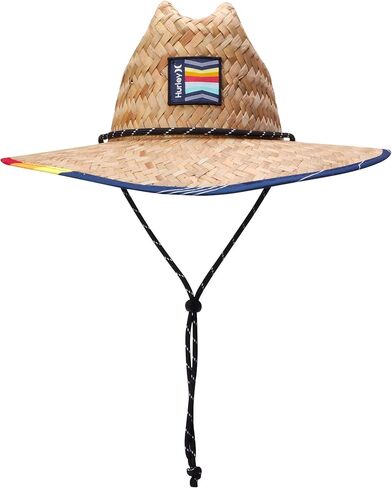 Hurley Men's Straw Hat - Wide Brim Channel Island Lifeguard Hat - Stylish Sun Hats for Men with Chin Strap in Saudi Arabia