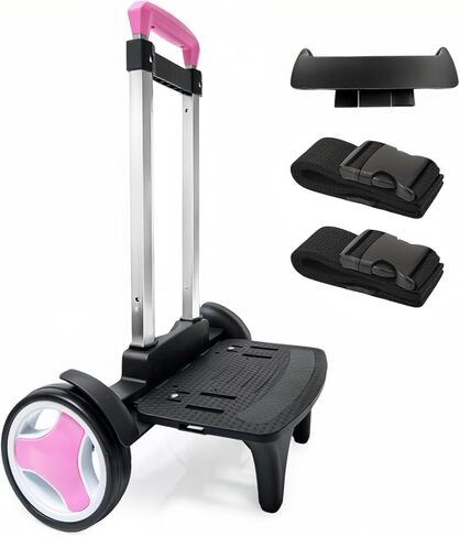 Rolling Backpack Trolley Cart with Stair-Climbing Quiet Wheels,Foldable Aluminum Frame,Adjustable Handle,Large 77 lbs Capacity–Fits Travel Bags,Book Bags,Shopping–Pink,No Edge Guard in Saudi Arabia