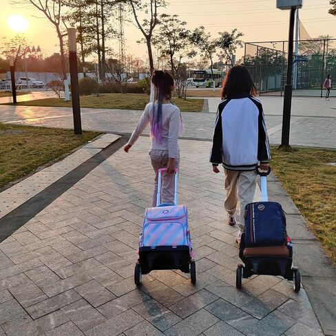 Rolling Backpack Trolley Cart with Stair-Climbing Quiet Wheels,Foldable Aluminum Frame,Adjustable Handle,Large 77 lbs Capacity–Fits Travel Bags,Book Bags,Shopping–Pink,No Edge Guard in Saudi Arabia