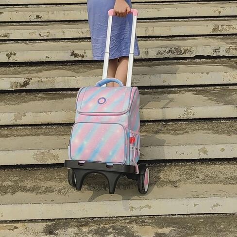 Rolling Backpack Trolley Cart with Stair-Climbing Quiet Wheels,Foldable Aluminum Frame,Adjustable Handle,Large 77 lbs Capacity–Fits Travel Bags,Book Bags,Shopping–Pink,No Edge Guard in Saudi Arabia