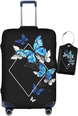 أغطية أمتعة الفراشة الزرقاء وعلامات الأمتعة TSA المعتمدة ، واقي مضاد للخلع قابلة للغسل مرنة ، وهدايا عيد ميلاد السفر للرجال (L 26-28 بوصة) in Kuwait