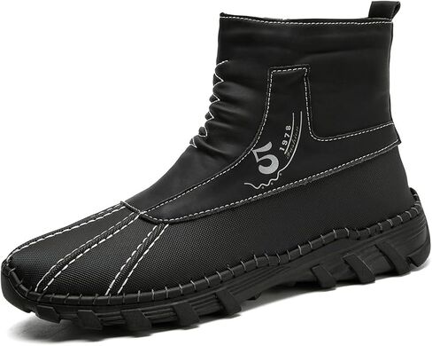 Mens Hiking Boots Waterproof Winter Snow Boots with Non-Slip Rubber Sole Black Slip Resistant Boots Outdoor Shoes for Men in Saudi Arabia