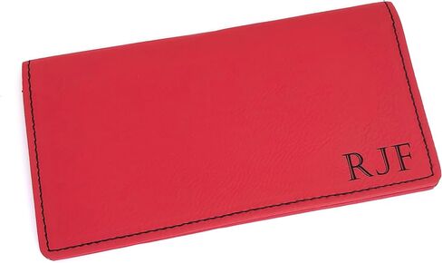 Personalized Checkbook Cover Faux Leather Permanently Engraved (Brown) in Saudi Arabia