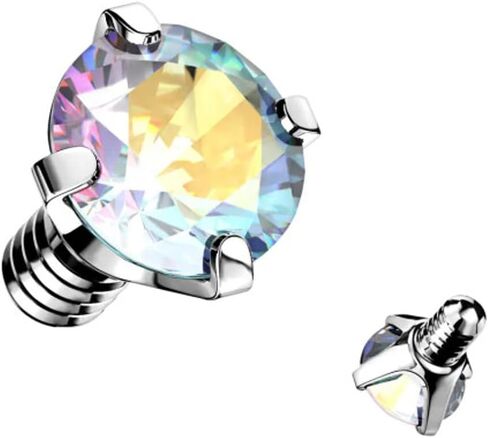 14G 16G Internally Threaded Dermal Top Cubic Zircon Micro Dermal Anchor Tops 3mm 4mm CZ Dermal Piercing Jewelry for Women Men - Sold Individually in Saudi Arabia