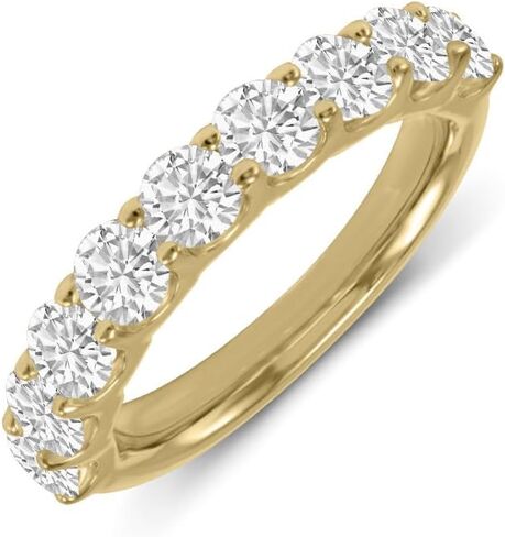 TimeLess Classics 14K Gold Lab Grown Nine Stone Diamond Anniversary Bands and Wedding Rings For Women (Available From 0.50-3 CTW) (Available Ring Size: 4.5 to 10) in Kuwait