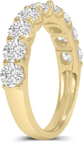 TimeLess Classics 14K Gold Lab Grown Nine Stone Diamond Anniversary Bands and Wedding Rings For Women (Available From 0.50-3 CTW) (Available Ring Size: 4.5 to 10) in Kuwait