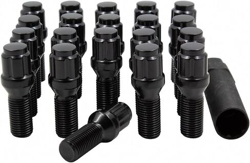 Wheel Accessories Parts 20 Pcs Lug Nut Set M12 x 1.25 12x1.25 Thread Acorn Seat Lug Bolts Car Spline 24mm Thread Length Chrome Lug Nuts for Jeep Renegade | Fiat 500 500X 500L | 2023+ Dodge Hornet in Saudi Arabia