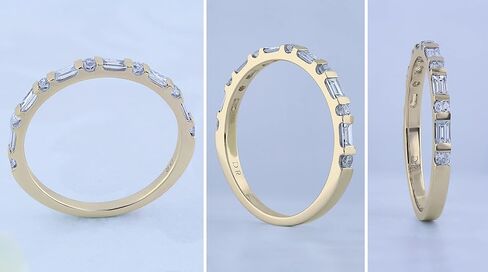 Dazzlingrock Collection 0.37 Cttw Baguette & Round White Diamond Bar Set Wedding Band for Women in 14K Solid Gold in Saudi Arabia