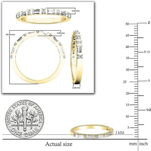 Dazzlingrock Collection 0.37 Cttw Baguette & Round White Diamond Bar Set Wedding Band for Women in 14K Solid Gold in Saudi Arabia