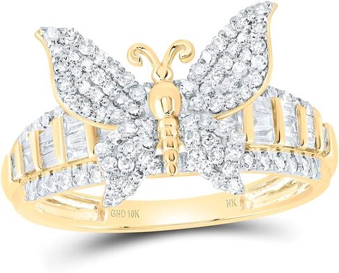 Jewels By Lux 10kt Yellow Gold 5/8 Cttw Natural Diamond Wedding Engagement Anniversary Butterfly Ring, Women Size: 5-9 in Saudi Arabia