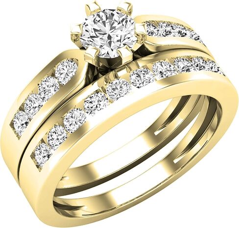 Dazzlingrock Collection Round White Diamond Solitaire Style Tapered Shank Wedding Ring Set for Her (0.95 ctw, Color I-J, Clarity I1-I3) in Solid Gold in Saudi Arabia
