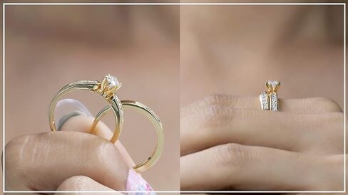 Dazzlingrock Collection Round White Diamond Solitaire Style Tapered Shank Wedding Ring Set for Her (0.95 ctw, Color I-J, Clarity I1-I3) in Solid Gold in Saudi Arabia