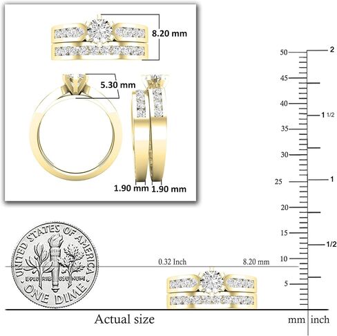 Dazzlingrock Collection Round White Diamond Solitaire Style Tapered Shank Wedding Ring Set for Her (0.95 ctw, Color I-J, Clarity I1-I3) in Solid Gold in Saudi Arabia