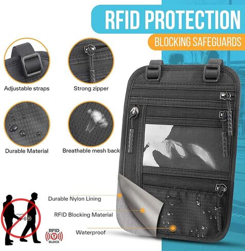 Passport Holder for Travel, Slim RFID Blocking Travel Wallet for Women and Men, Anti Theft Travel Document Organizer with Adjustable Strap, Travel Essentials Neck Money Pouch in Saudi Arabia