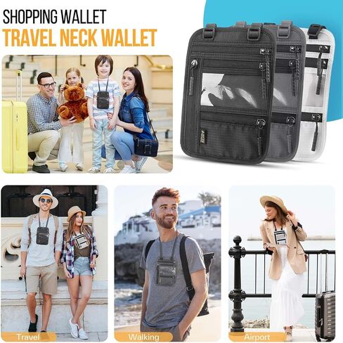Passport Holder for Travel, Slim RFID Blocking Travel Wallet for Women and Men, Anti Theft Travel Document Organizer with Adjustable Strap, Travel Essentials Neck Money Pouch in Saudi Arabia