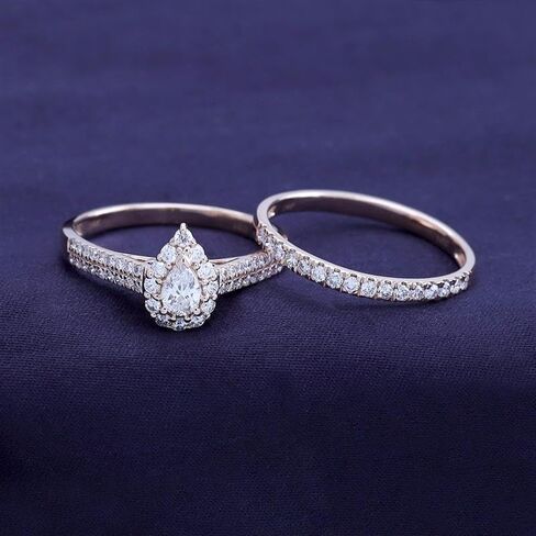 Savearth Diamonds 1 1/5 CT Round & Pearlab Diamond Diamond Halo خاتم زفاف من صفاء الزفاف في الذهب الصلب 14K (1.20 CTTW ، G-H/VS-SI) هدية المجوهرات للنساء in Saudi Arabia