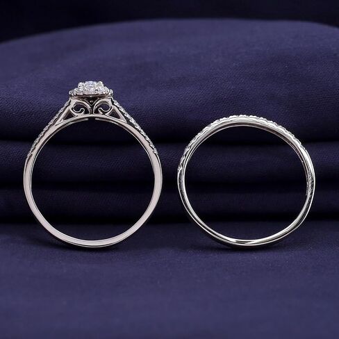 Savearth Diamonds 1 1/5 CT Round & Pearlab Diamond Diamond Halo خاتم زفاف من صفاء الزفاف في الذهب الصلب 14K (1.20 CTTW ، G-H/VS-SI) هدية المجوهرات للنساء in Saudi Arabia