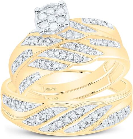 Jewels by Lux 10kt Gold Gold His & Hers 1/3 CTTW Natural Diamond Round Round Ring Band Band ، Women Size: 5-9 ، Men Size: 8-12 in Saudi Arabia