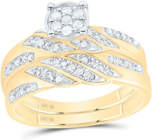 Jewels by Lux 10kt Gold Gold His & Hers 1/3 CTTW Natural Diamond Round Round Ring Band Band ، Women Size: 5-9 ، Men Size: 8-12 in Saudi Arabia