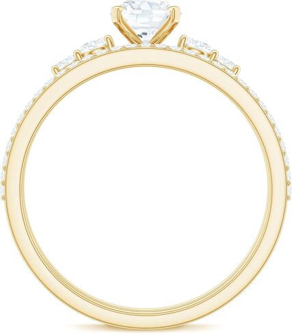 Moissanite Solitaire Ring Set with Stackable Band, 5X7 MM Oval, 1 Carat, Engagement Wedding Ring in Kuwait