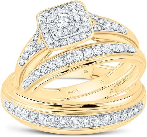 Jewels by Lux 10kt Gold Gold His & Hers 7/8 CTTW Natural Diamond Square Bridal Bridal Band Fand ، Women Size: 5-9 ، Men Size: 8-12 in Saudi Arabia
