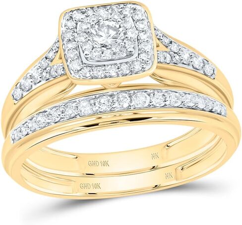 Jewels by Lux 10kt Gold Gold His & Hers 7/8 CTTW Natural Diamond Square Bridal Bridal Band Fand ، Women Size: 5-9 ، Men Size: 8-12 in Saudi Arabia
