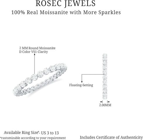 خاتم الفرقة الذكرى للزواج من مويسانيت للنساء ، جودة D-VS1 in Kuwait