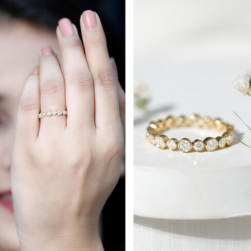 خاتم الأبدية المعتمدة من Moissanite ، C Color VS1 Clarity ، مجموعة زفاف Moissanite - مع مربع المجوهرات in Kuwait