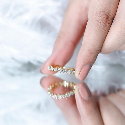 خاتم الأبدية المعتمدة من Moissanite ، C Color VS1 Clarity ، مجموعة زفاف Moissanite - مع مربع المجوهرات in Kuwait