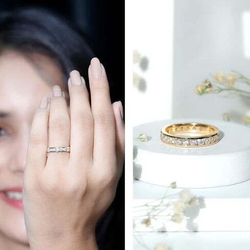 خاتم الأبدية الكامل المعتمد للسيدات ، جودة D-VS1 ، فرقة الذكرى السنوية للزفاف Moissanite (جاهزة للهدية) in Kuwait