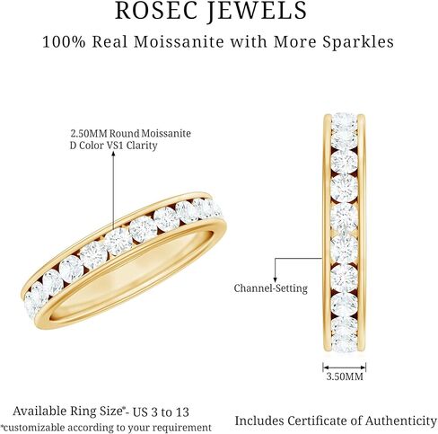 خاتم الأبدية الكامل المعتمد للسيدات ، جودة D-VS1 ، فرقة الذكرى السنوية للزفاف Moissanite (جاهزة للهدية) in Kuwait