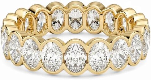Oval Cut Moissanite Eternity Wedding Band for Women, 14K Yellow Gold, Full Diamond Eternity Ring, Oval Moissanite Diamond Wedding Band in Saudi Arabia