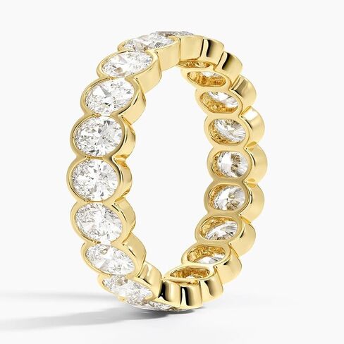 Oval Cut Moissanite Eternity Wedding Band for Women, 14K Yellow Gold, Full Diamond Eternity Ring, Oval Moissanite Diamond Wedding Band in Saudi Arabia