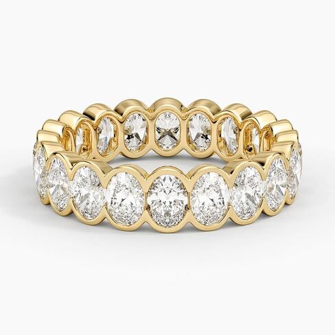 Oval Cut Moissanite Eternity Wedding Band for Women, 14K Yellow Gold, Full Diamond Eternity Ring, Oval Moissanite Diamond Wedding Band in Saudi Arabia