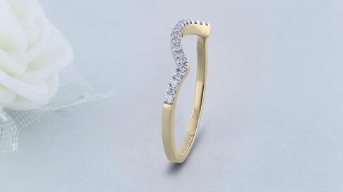 0.10 CTTW 10K الذهب الصلب جولة جولة الماس القابل للتكديس حلقة حارس حارس الخاتم 1/10 CT in Kuwait