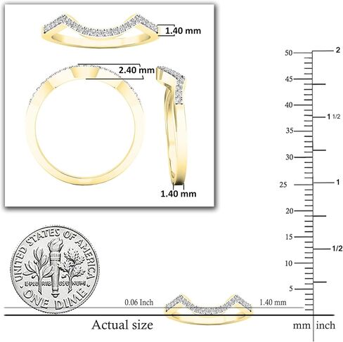 0.10 CTTW 10K الذهب الصلب جولة جولة الماس القابل للتكديس حلقة حارس حارس الخاتم 1/10 CT in Kuwait