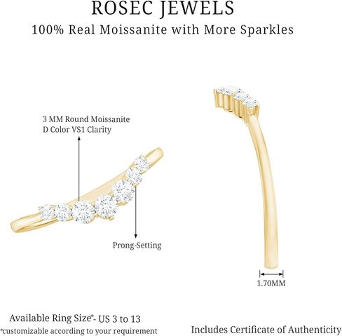 Certified Moissanite Enhancer Ring, D-Vs1 Quality, Moissanite Diamond Stackable Ring - Ready to Gift in Saudi Arabia