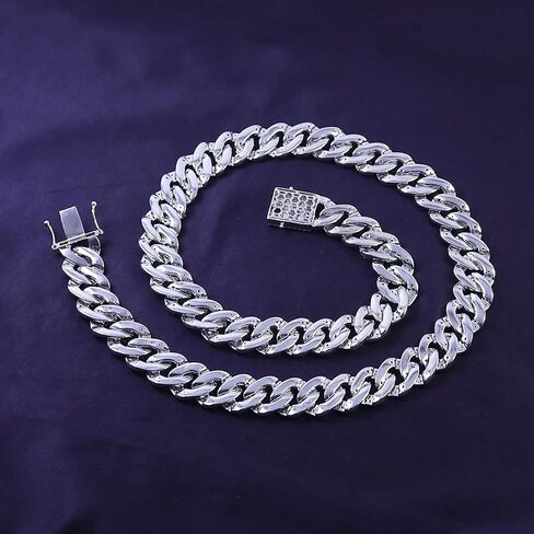 SAVEARTH DIAMONDS 23.30 Ct to 38.90 Ct Lab Created Moissanite Diamond 15MM Two Row Cuban Link Chain Necklace For Men In 14k Gold Over 925 Sterling Silver, 18" to 30" Length, Color : G-H, Clarity: VVS1 in Saudi Arabia