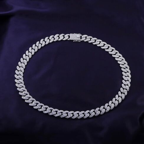 SAVEARTH DIAMONDS 23.30 Ct to 38.90 Ct Lab Created Moissanite Diamond 15MM Two Row Cuban Link Chain Necklace For Men In 14k Gold Over 925 Sterling Silver, 18" to 30" Length, Color : G-H, Clarity: VVS1 in Saudi Arabia