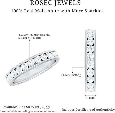 Certified Moissanite Full Eternity Ring for Women, D-Vs1 Quality, Moissanite Wedding Anniversary Band (Ready to Gift) in Saudi Arabia