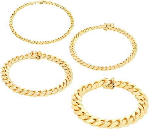 Nuragold 14K Real Yellow Gold Solid Miami Cuban Link Chain Bracelet 7"-9" (2.7mm-11mm) Italian Jewelry for Men & Women in Saudi Arabia
