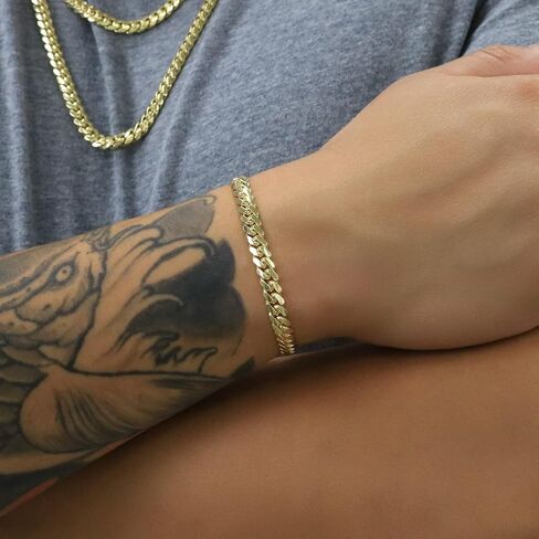 Nuragold 14K Real Yellow Gold Solid Miami Cuban Link Chain Bracelet 7"-9" (2.7mm-11mm) Italian Jewelry for Men & Women in Saudi Arabia