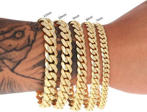Nuragold 14K Real Yellow Gold Solid Miami Cuban Link Chain Bracelet 7"-9" (2.7mm-11mm) Italian Jewelry for Men & Women in Saudi Arabia