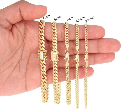 Nuragold 14K Real Yellow Gold Solid Miami Cuban Link Chain Bracelet 7"-9" (2.7mm-11mm) Italian Jewelry for Men & Women in Saudi Arabia