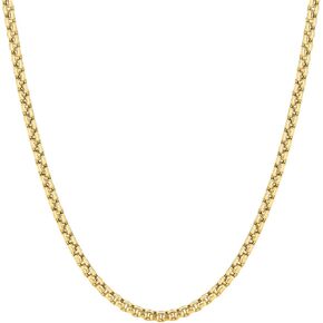 Floreo 14k Yellow Gold or White Gold 2.5mm Solid Round Box Chain Link Necklace in Kuwait
