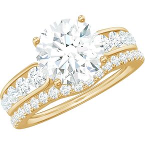 حلقة Moissanite Solitaire للنساء | خاتم خطوبة مويسانيت معتمد مع فرقة الزفاف ، جودة D-VS1 in Kuwait