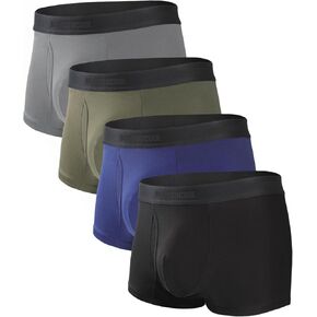 Men's Bamboo Underwear 4-Pack - Ultra Soft, Anti-Roll Waistband, Tagless Trunks